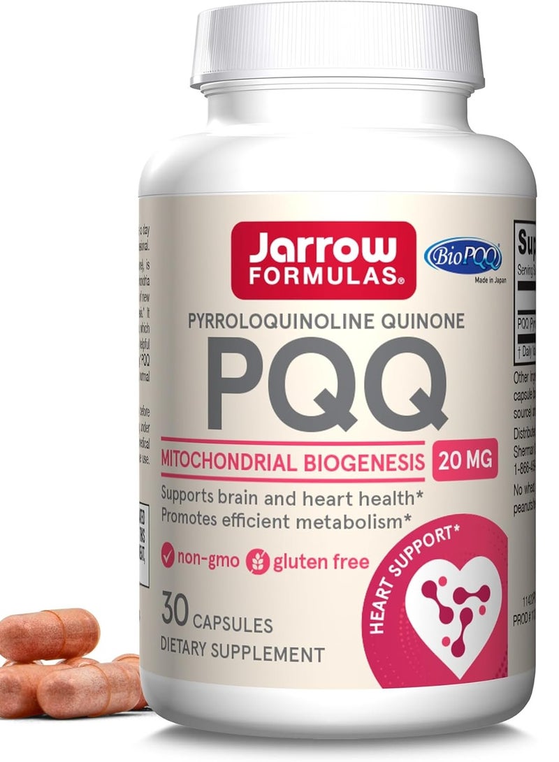 جارو فورملاز PQQ ٢٠ ملغ، مكمل غذائي، يدعم القلب والدماغ والتمثيل الغذائي، ٣٠ كبسولة نباتية، كمية تكفي ٣٠ يومًا - Image 1
