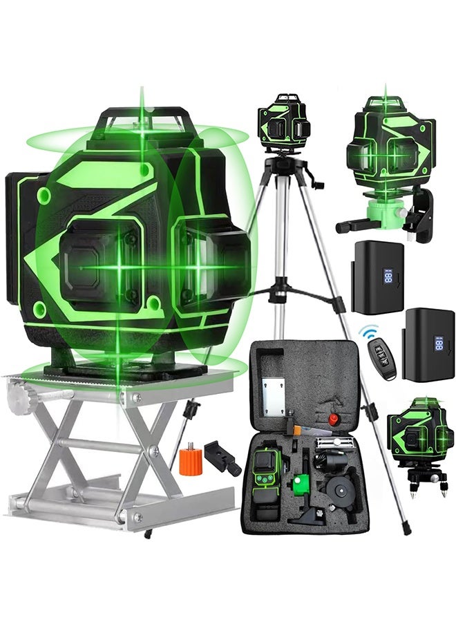 S-Color Laser level 4D 16 Lines APP Remote Control Multifunction Level Tool with Self Leveling System Function, Green Self Leveling Laser Level 4x360° Vertical Horizontal Cross with 2 x Rechargeable Battery - Image 1