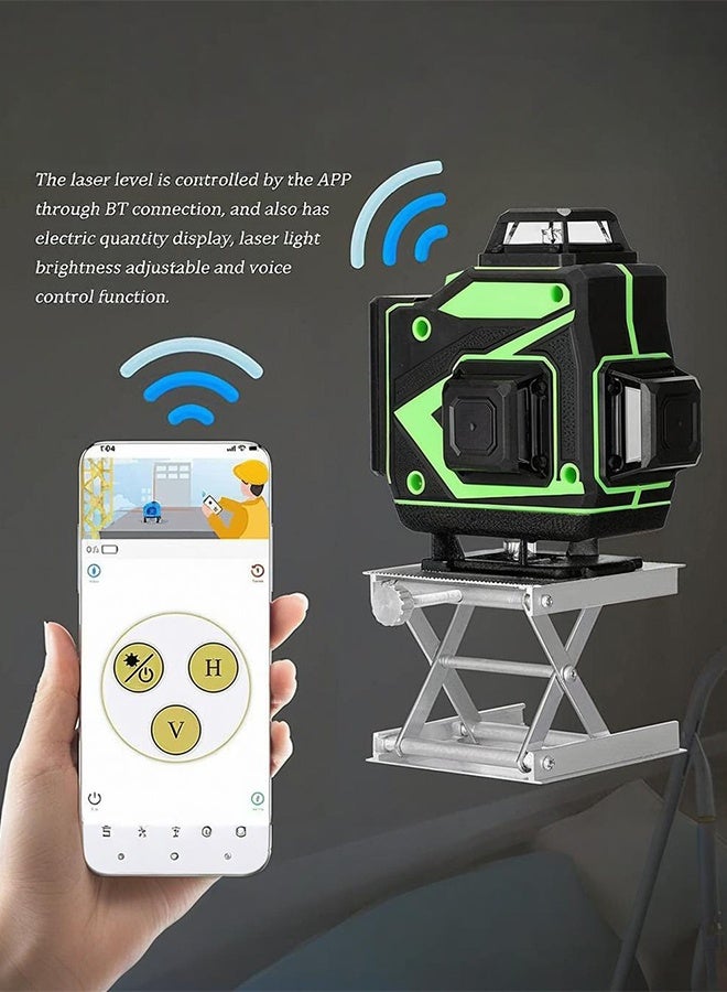 S-Color Laser level 4D 16 Lines APP Remote Control Multifunction Level Tool with Self Leveling System Function, Green Self Leveling Laser Level 4x360° Vertical Horizontal Cross with 2 x Rechargeable Battery - Image 2