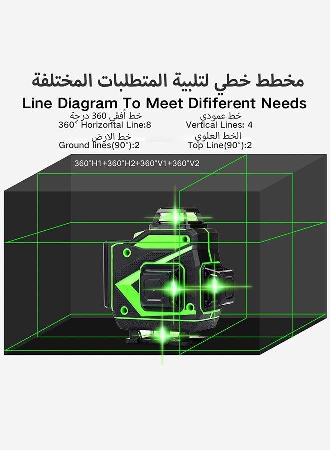 S-Color Laser level 4D 16 Lines APP Remote Control Multifunction Level Tool with Self Leveling System Function, Green Self Leveling Laser Level 4x360° Vertical Horizontal Cross with 2 x Rechargeable Battery - Image 5