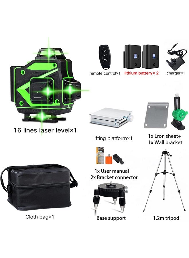 S-Color Laser level 4D 16 Lines APP Remote Control Multifunction Level Tool with Self Leveling System Function, Green Self Leveling Laser Level 4x360° Vertical Horizontal Cross with 2 x Rechargeable Battery - Image 4