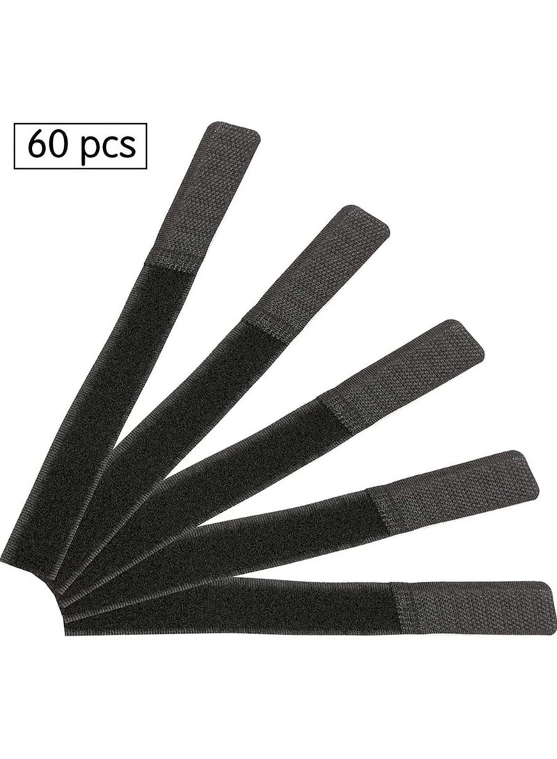 Y&D 60PCS Reusable Cable Ties, Travel Wire & Cord Straps Organizer, Under Desk Management for Computer/PC/Laptop/TV/Electronics, Black Nylon and 7 Inches in Length  - Image 2