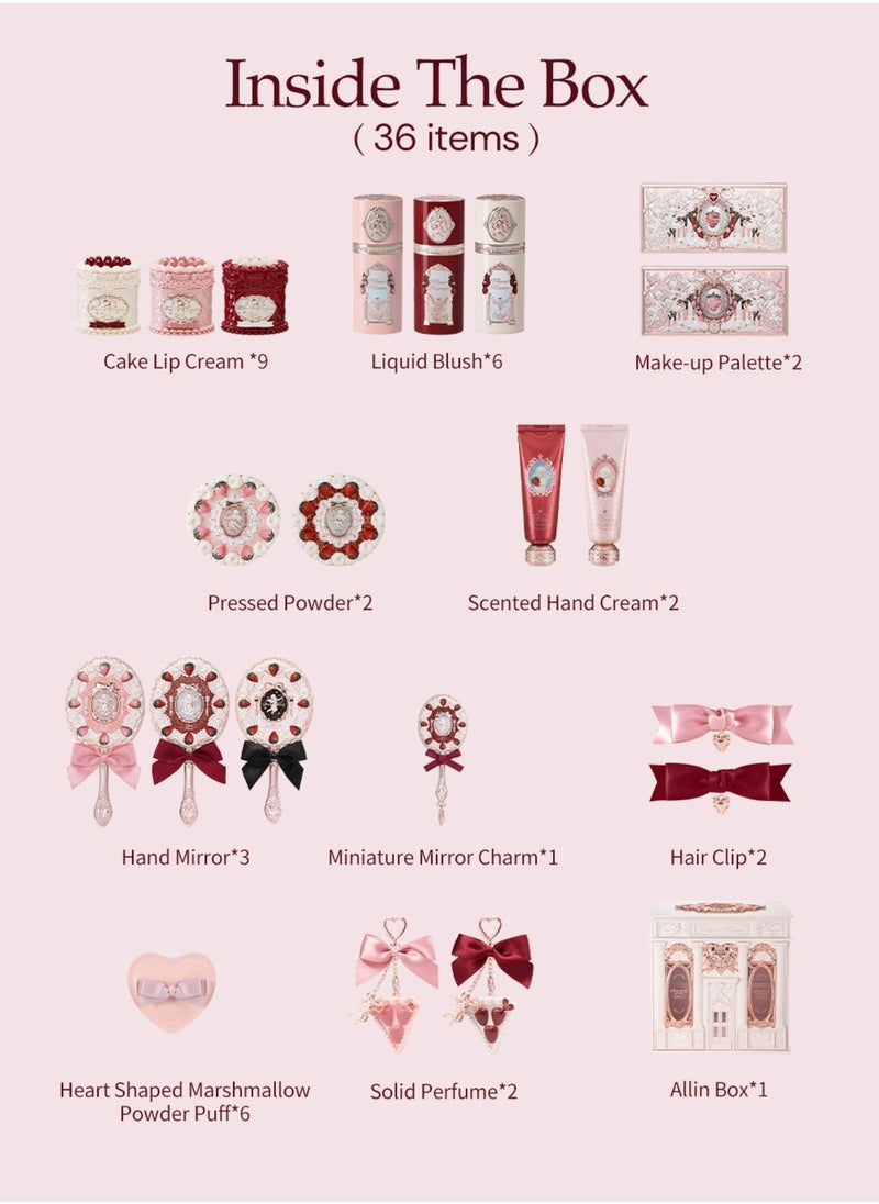 Flower Knows Strawberry Cupid All-In Makeup Gift Set – Thirty-six PCS Luxury Beauty Collection with Lip Cream Blush Eyeshadow Powder Perfume & Accessories – Elegant Vanity Cosmetic GiftBox  - Image 3