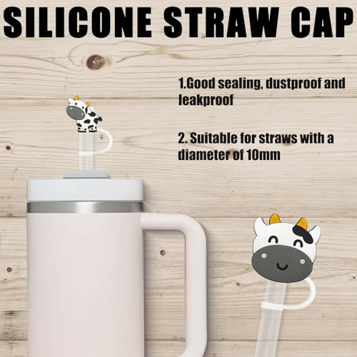 LUBNYSO Dairy cow Straw Cover Cap for Stanley Cup, Reusable 10mm (0.4in) - Image 2