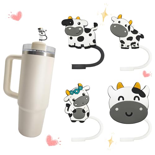 LUBNYSO Dairy cow Straw Cover Cap for Stanley Cup, Reusable 10mm (0.4in) - Image 1
