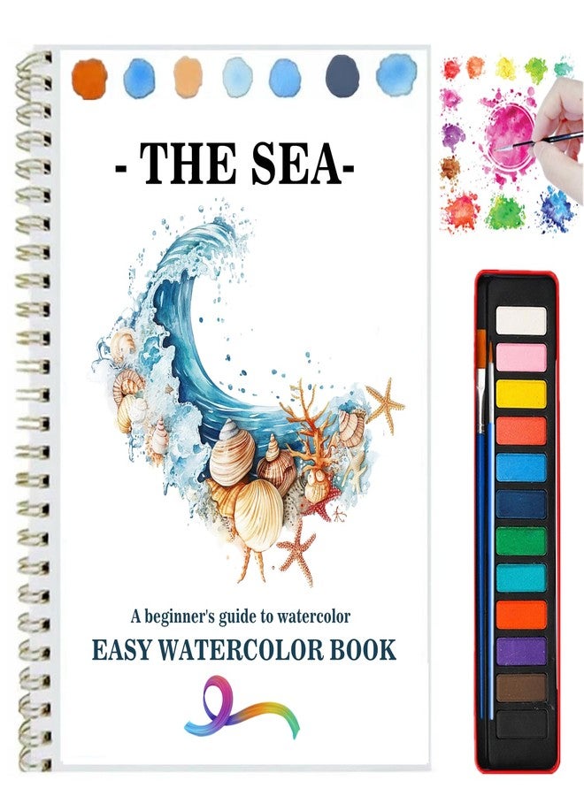 OYVOYV Watercolor Workbooks with 12 Illustractions Beginner Friendly Coloring Book Painting Kit Easy Nature Scenes Paint Set for Creative Exploration Gift for Adults Teens (Seaside, with Palette) - Image 1