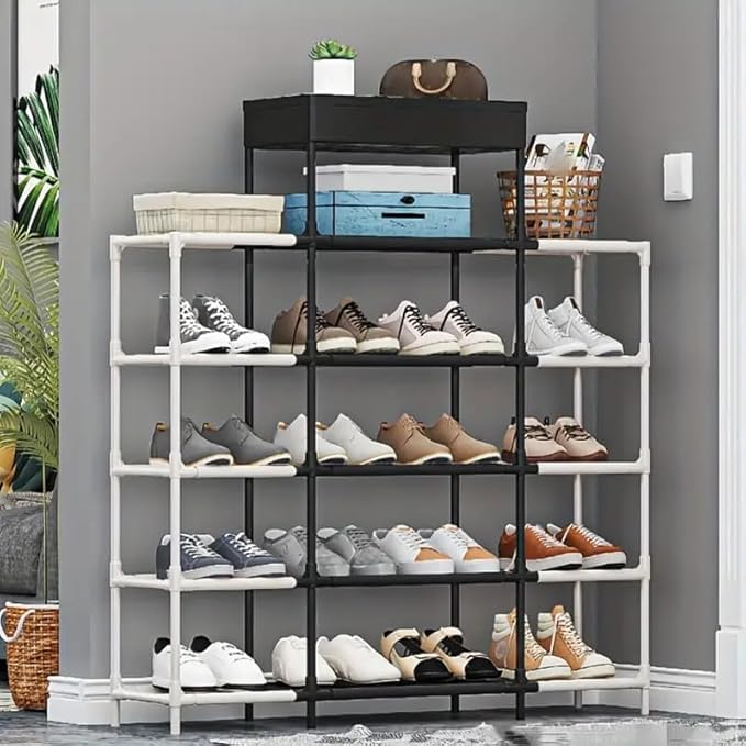 TRADY Adjustable MultiLayer Shoe Rack OrganizerExpandable SpaceSaving Storage Shelf Large capacity for slipper Boots AccessoriesSturdy Easy to Assemble Shoe Stand for Home Entryway Closet