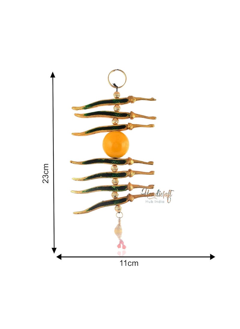 Great Art - Great Art Metal Nimbu Mirchi Door Hanging Green Mirch Yellow Lemon for Outdoor-Nazar battu for Home Entrance - Image 1
