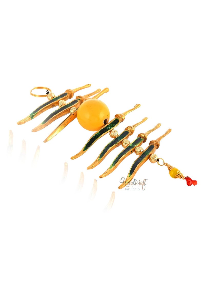 Great Art - Great Art Metal Nimbu Mirchi Door Hanging Green Mirch Yellow Lemon for Outdoor-Nazar battu for Home Entrance - Image 1