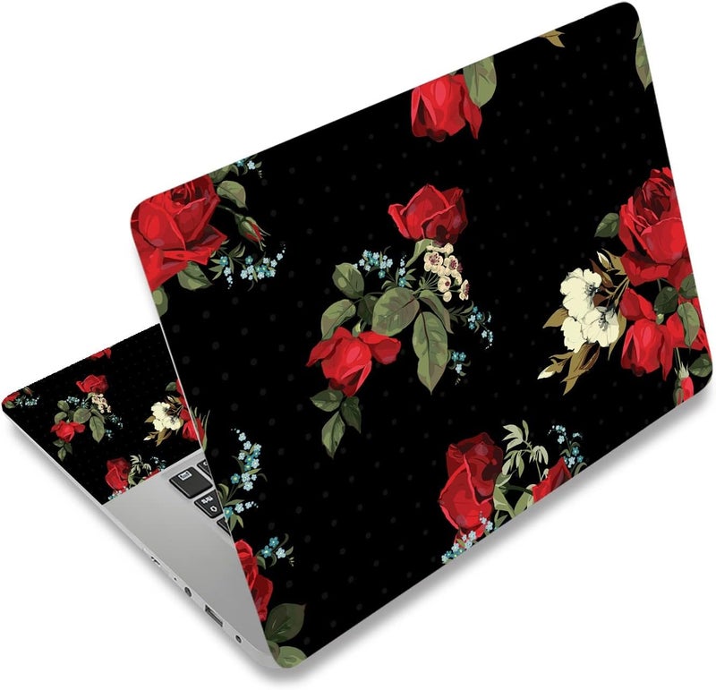 Laptop Skin Vinyl Sticker Decal, 12" 13" 13.3" 14" 15" 15.4" 15.6 inch Laptop Skin Sticker Cover Art Decal Protector Fits HP Dell Lenovo Compaq Apple Asus Acer (Red Flower)