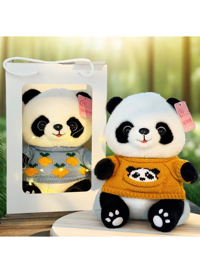 Panda Doll Flower Plush Toy Rag Doll Little Panda Doll Boys And Girls Birthday June 1 Children's Day Gift-Color:Red Panda Pocket-Height:25cm Gift Bag Sunflower Atmosphere Lamp