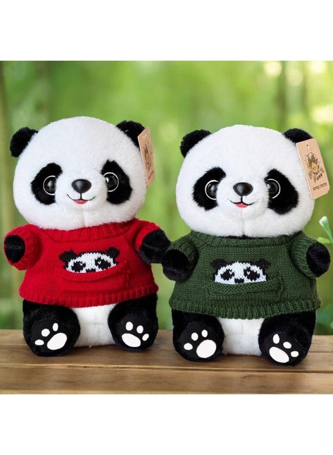 Panda Doll Flower Plush Toy Rag Doll Little Panda Doll Boys And Girls Birthday June 1 Children's Day Gift-Color:Red Panda Pocket-Height:25cm Gift Bag Sunflower Atmosphere Lamp