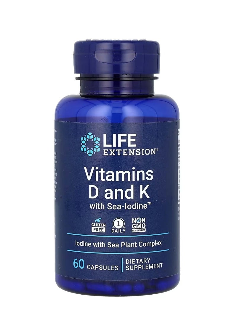 لايف إكستنشن فيتامينات د وك مع يود البحر 60 كبسولة - Image 1