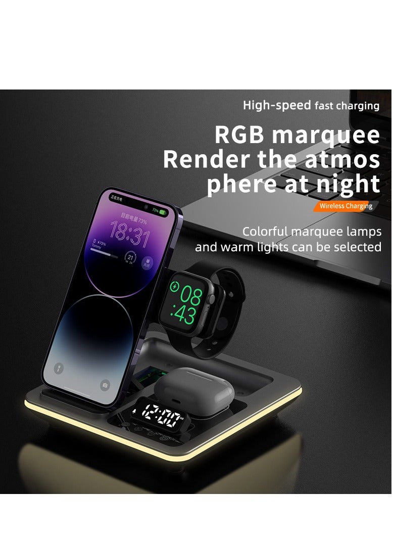 general Three in one wireless charger, electric folding, three in one wireless charger (black universal version) - Image 1