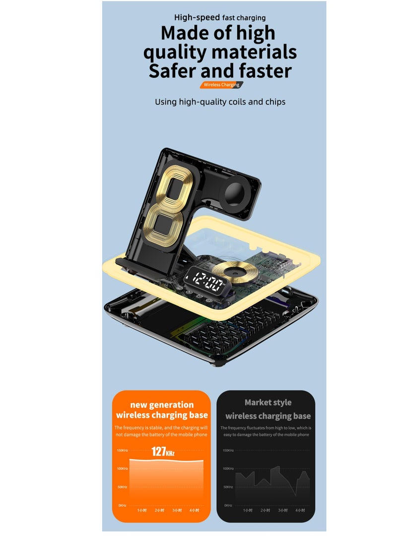 general Three in one wireless charger, electric folding, three in one wireless charger (black universal version) - Image 3