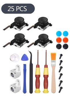 25Pcs Joystick Replacement for Nintendo Switch Joycon Set, Switch Analog Stick Parts for Nintendo Switch Joy Con Controller Thumbstic, Full Repair Tool Kit, 2 Metal Lock Buckles, 2 Jon Con Replacement