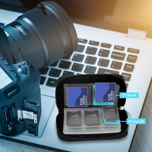 IVICOO SD Card Holder Case,Micro SD Card Holder,Portable 22 Memory Card Case for 18 SD and 4 CF (Black / 22 Slots - 2 Pack) - Image 3