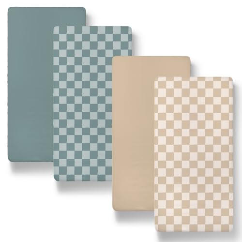The Peanutshell Baby Organic Bassinet Sheets 4Pack for Boy or Girl  Ultra Soft  Rectangle Unisex Baby Sheet 100 Jersey Cotton Fitted Covers for Crib Halo Bassinet Mattress