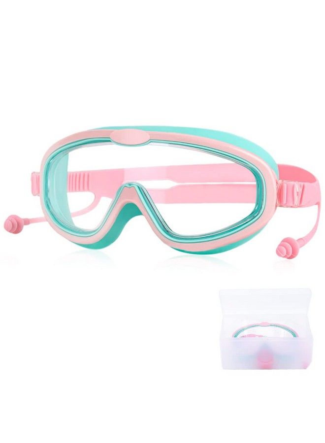 Proberos نظارات سباحة للأطفال مع سدادات أذن إطار كبير نظارات سباحة مانعة للتسرب للأطفال نظارات سباحة احترافية للأطفال مع حماية من الضباب والأشعة فوق البنفسجية للأولاد والبنات من عمر 2 إلى 16 (وردي) - Image 1