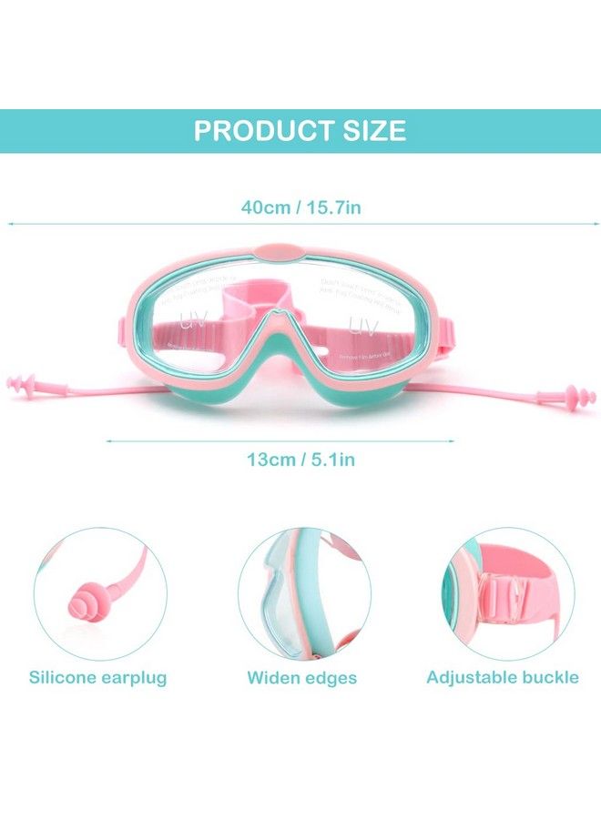 Proberos نظارات سباحة للأطفال مع سدادات أذن إطار كبير نظارات سباحة مانعة للتسرب للأطفال نظارات سباحة احترافية للأطفال مع حماية من الضباب والأشعة فوق البنفسجية للأولاد والبنات من عمر 2 إلى 16 (وردي) - Image 5