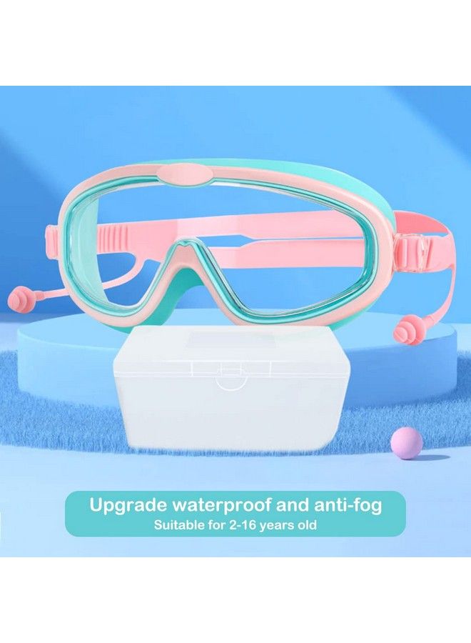 Proberos نظارات سباحة للأطفال مع سدادات أذن إطار كبير نظارات سباحة مانعة للتسرب للأطفال نظارات سباحة احترافية للأطفال مع حماية من الضباب والأشعة فوق البنفسجية للأولاد والبنات من عمر 2 إلى 16 (وردي) - Image 4