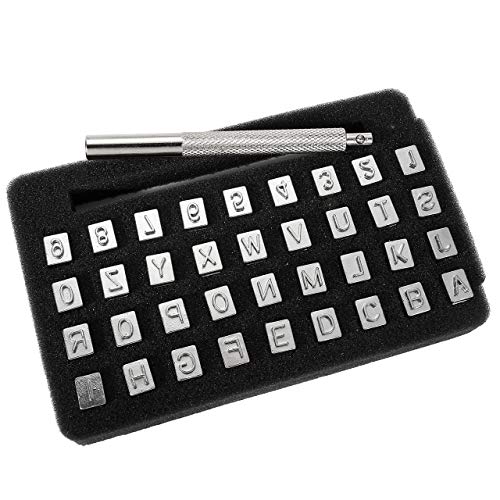Yoption 36Pcs Leathercraft Metal Letter and Number Stamps Punch Set Tool, 26 Letters Alphabet & 10 Numbers Imprinted Metal Leather Punching Tools for Leather Belt Bag Hat Shoes Craft Marking (6mm) - Image 2