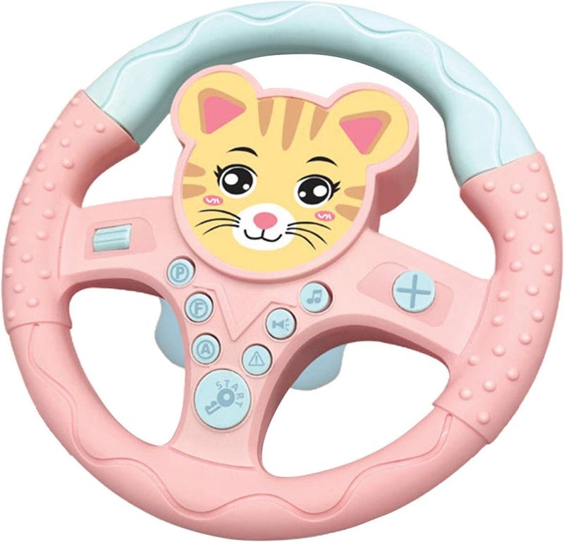 klarako Eletric Steering Wheel Toy with Sound and Light Simulated Driving Controller Steering Wheel Car Seat Toy for Boys and Girls Car Seat Toys  Cat - Image 3