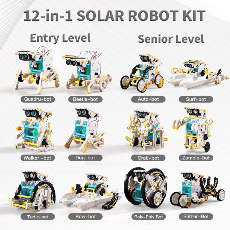STEM Solar Robot Kit 12-In-1 Solar-Powered White ABS Plastic Set - Clear Instruction Manual, 190 Pieces for Kids Ages 8-14, STEM Skills Development, Educational Science Experiment - Image 4