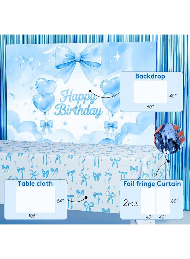 ILIEMOC Blue Bow Birthday Decorations,Coquette Birthday Decorations for Girls, Soft Blue Aesthetic Party Decor for Tea Party, Couple Proposal, or Photo Backdrop – Dreamy & Romantic Celebration Set - Image 4