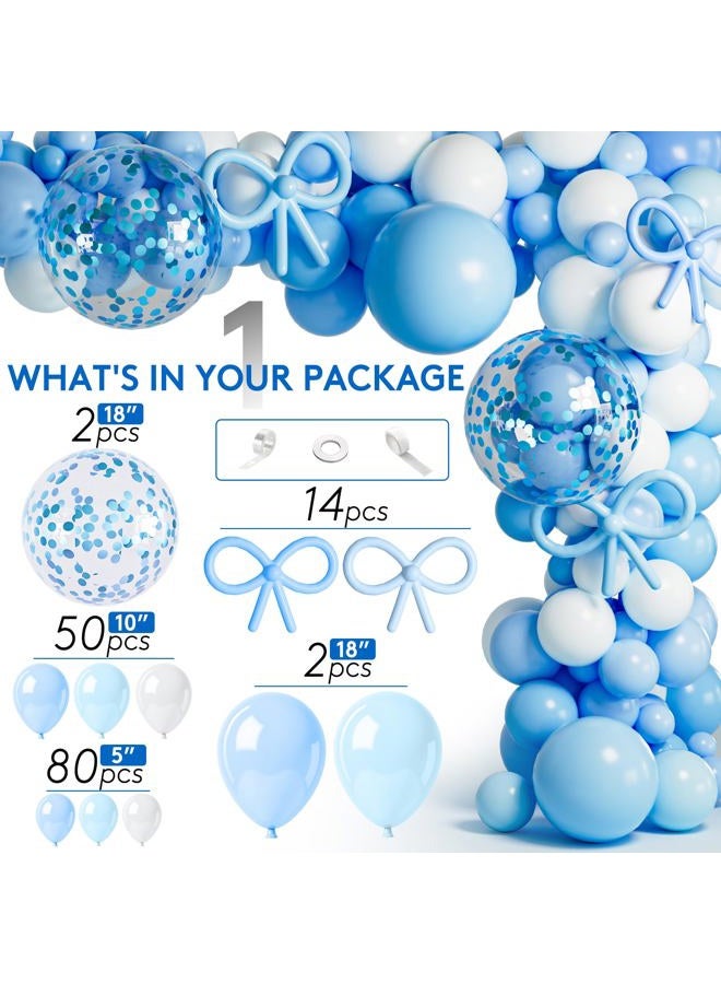 ILIEMOC Blue Bow Birthday Decorations,Coquette Birthday Decorations for Girls, Soft Blue Aesthetic Party Decor for Tea Party, Couple Proposal, or Photo Backdrop – Dreamy & Romantic Celebration Set - Image 2