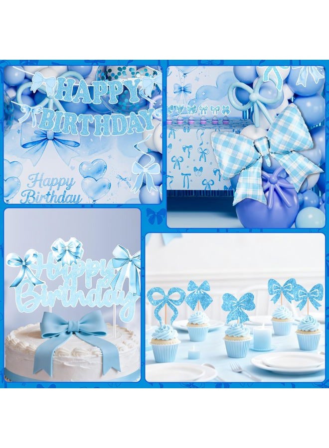 ILIEMOC Blue Bow Birthday Decorations,Coquette Birthday Decorations for Girls, Soft Blue Aesthetic Party Decor for Tea Party, Couple Proposal, or Photo Backdrop – Dreamy & Romantic Celebration Set - Image 5