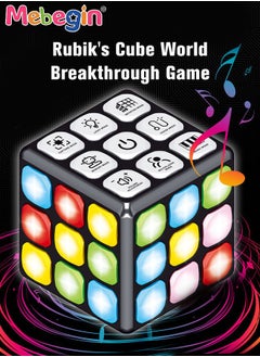 MEBEGIN Handheld Cube with Adjustable Volume, Portable Flashing Cube, Creative Rubic's Cube with 9 Buttons and 7 Modes, Fun Travel Toy, STEM Learning Toy, Cool Memory Games, Ideal Gift for Kids, 3 AAA Batteries Required(Not Included), 7.5*7.5*7.5cm  - Image 2