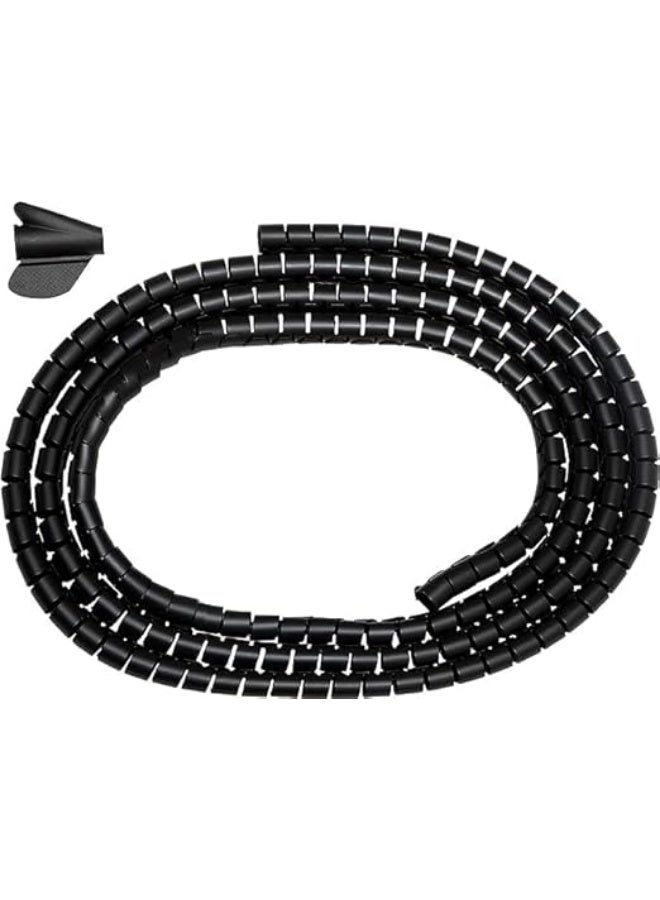 1M Black Flexible Cable Organizer Spiral Hose – 8mm Outer Diameter Wire Management Wrap for PC, TV, Home, Office, and Electronic Devices - Image 2