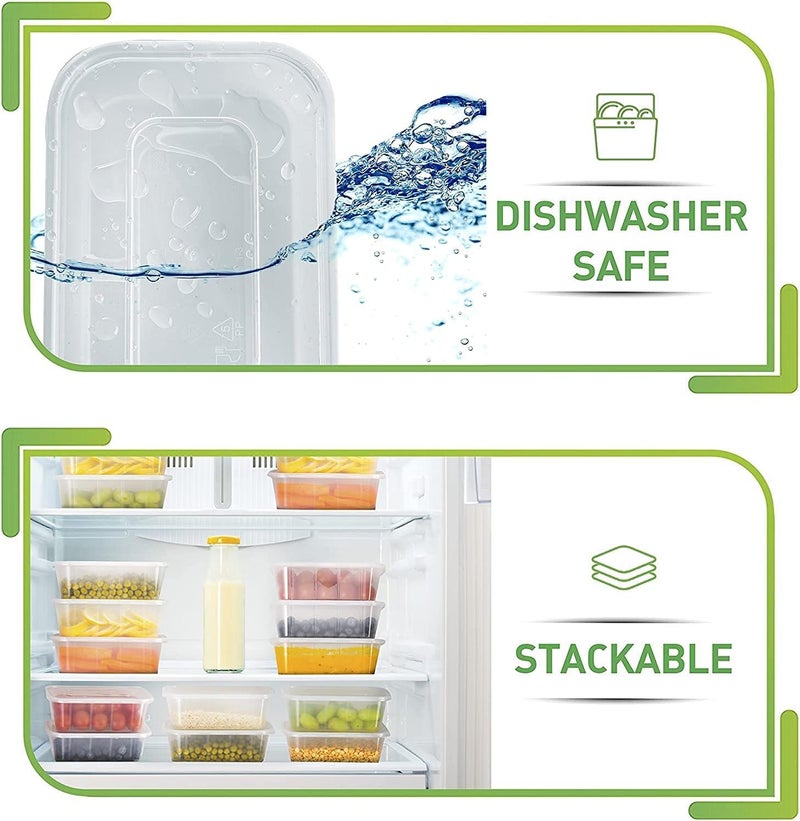 Microwave Boxes Meal Prep Containers Plastic Storage Food Containers with Lids, Disposable Box Reuse, Refrigerator Safe, Microwave, Dishwasher Safe (750ML- 26 OZ) (10) - Image 2