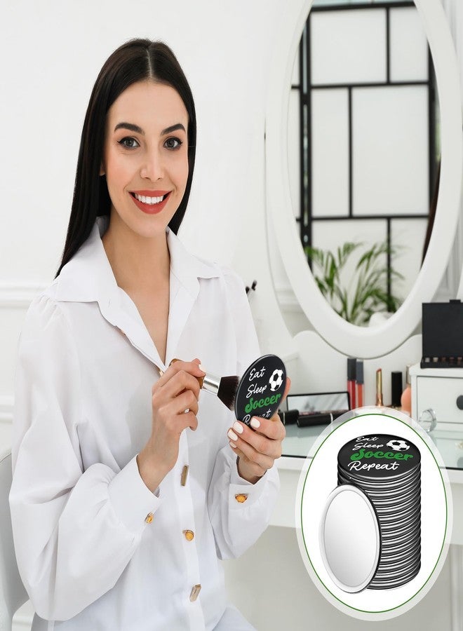 Yookeer 18 Pcs Soccer Gifts for Team Bulk Soccer Compact Round Makeup Mirror 2.76 Inch Portable Sport Pocket Mirror for Purse Bag Ideas Team Girl Player Accessories Party Supplies - Image 5