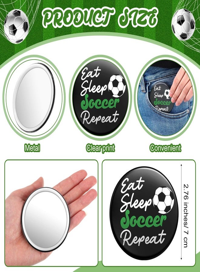 Yookeer 18 Pcs Soccer Gifts for Team Bulk Soccer Compact Round Makeup Mirror 2.76 Inch Portable Sport Pocket Mirror for Purse Bag Ideas Team Girl Player Accessories Party Supplies - Image 2