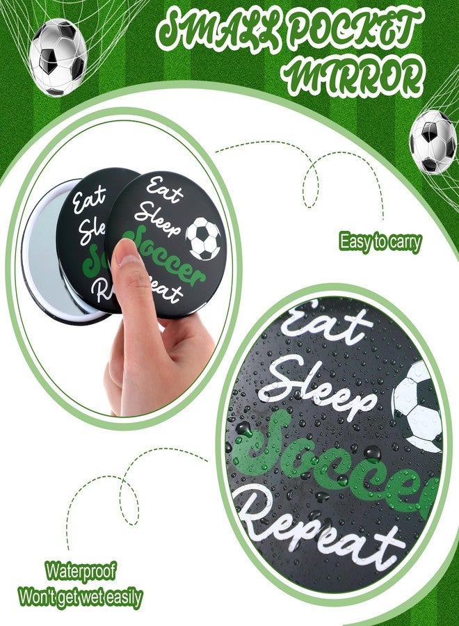 Yookeer 18 Pcs Soccer Gifts for Team Bulk Soccer Compact Round Makeup Mirror 2.76 Inch Portable Sport Pocket Mirror for Purse Bag Ideas Team Girl Player Accessories Party Supplies - Image 3