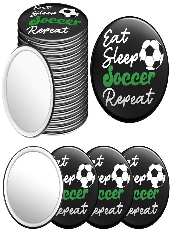 Yookeer 18 Pcs Soccer Gifts for Team Bulk Soccer Compact Round Makeup Mirror 2.76 Inch Portable Sport Pocket Mirror for Purse Bag Ideas Team Girl Player Accessories Party Supplies - Image 1