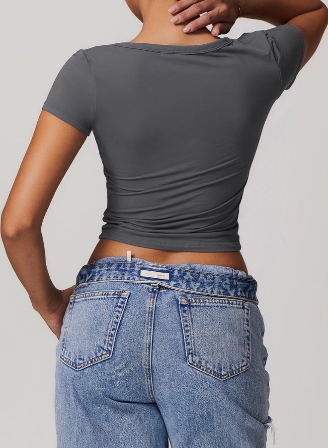 KAWN.YOGA Womens Crop Top Short Sleeves  - Image 3