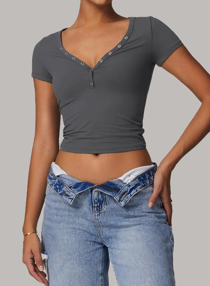 Womens Crop Top Short Sleeves