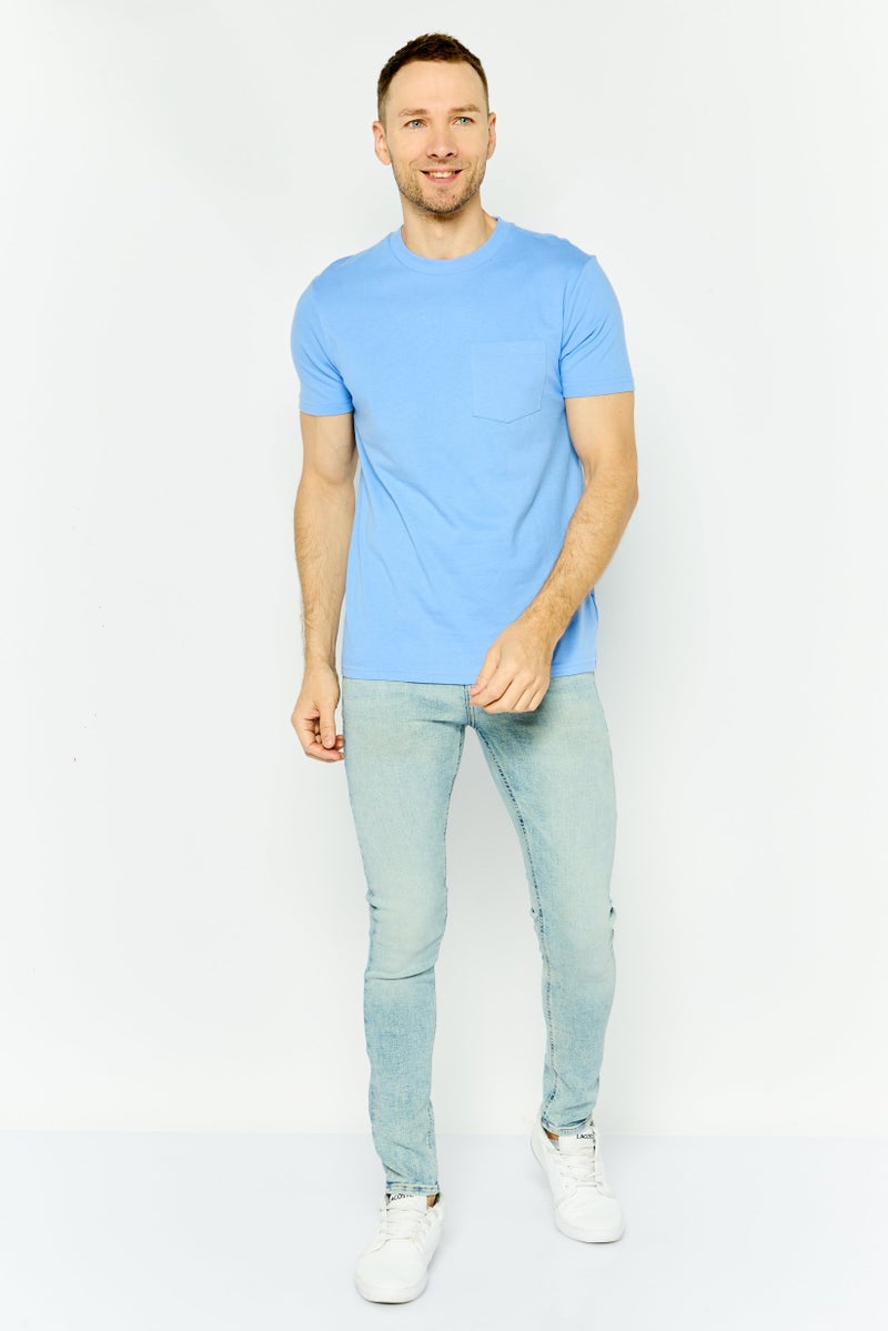 GAP Men Crew Neck Short Sleeves Solid T-Shirt, Light Blue - Image 2
