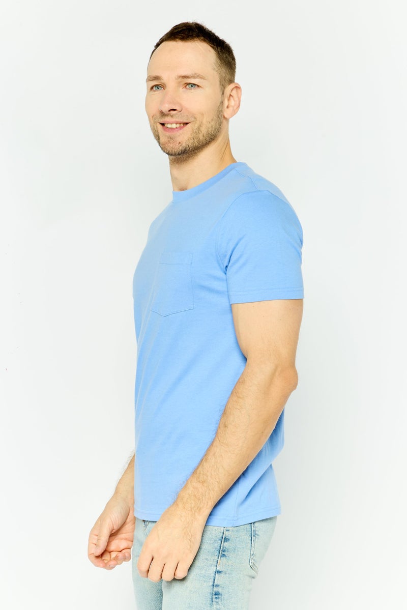 GAP Men Crew Neck Short Sleeves Solid T-Shirt, Light Blue - Image 4