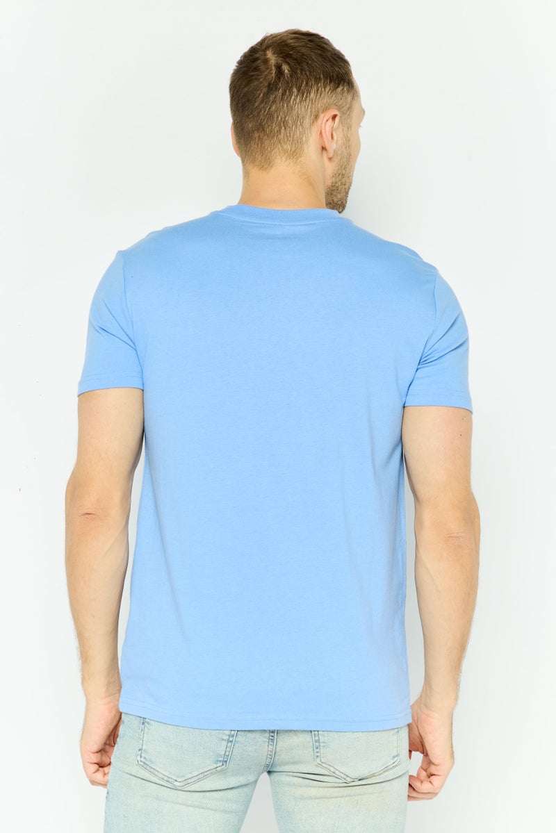 GAP Men Crew Neck Short Sleeves Solid T-Shirt, Light Blue - Image 3