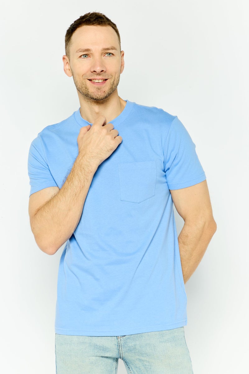 GAP Men Crew Neck Short Sleeves Solid T-Shirt, Light Blue - Image 1