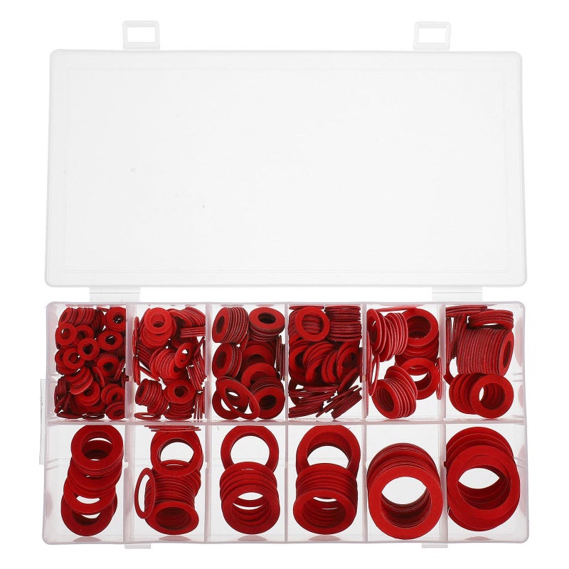 600Pcs Red Fiber Paper Insulating Flat Washer Kit Gasket Set For Electrical Insulation - Image 2