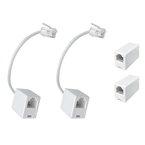YOLISTIC (Pack of 4 A Pair of Converter Adapters for RJ11 Male to RJ45 Female) & 2 In-Line Couplers - Image 1