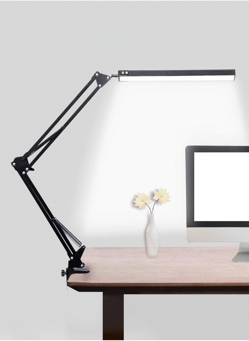 LOOPITYS LED Desk Lamp, Adjustable Swing Arm Lamp with Clamp, Eye-Caring Reading Light, 10 Brightness Levels, 3 Lighting Modes, Memory Function Lamps for Home Office  - Image 1