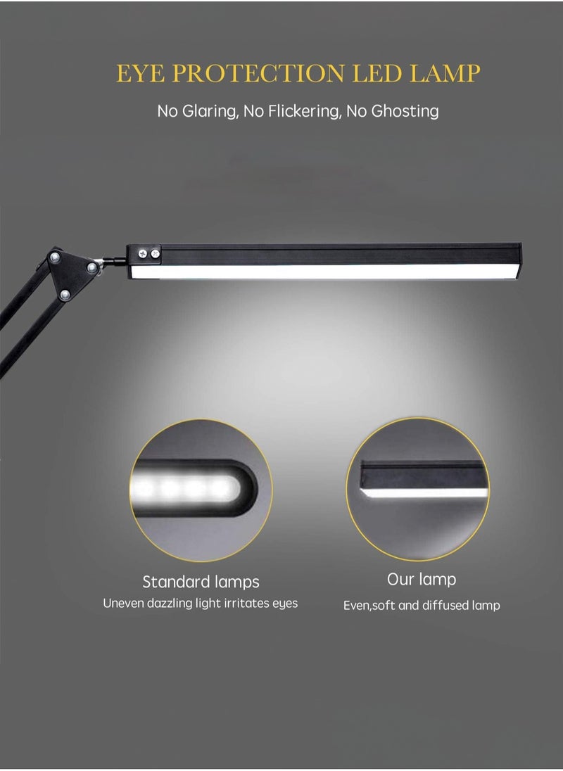 LOOPITYS LED Desk Lamp, Adjustable Swing Arm Lamp with Clamp, Eye-Caring Reading Light, 10 Brightness Levels, 3 Lighting Modes, Memory Function Lamps for Home Office  - Image 4