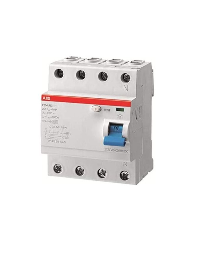 ABB Earth leakage circuit breaker 100A 4P 300MA F204 100A/0.30 (ELCB)2CSF204005R3900 (F664) - Image 2
