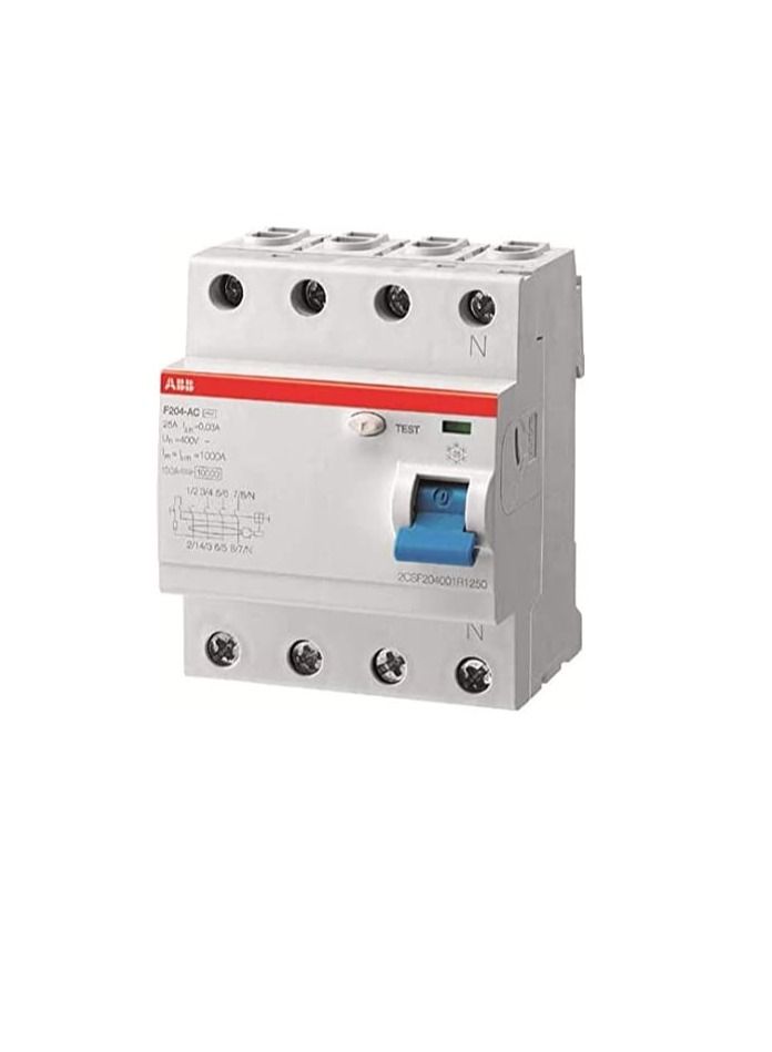 ABB Earth leakage circuit breaker 100A 4P 300MA F204 100A/0.30 (ELCB)2CSF204005R3900 (F664) - Image 1